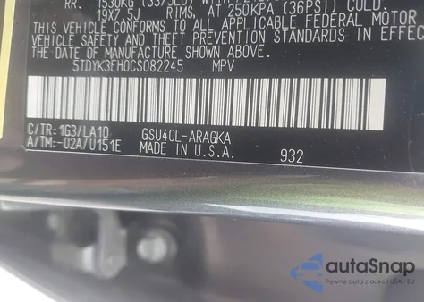 2012 Toyota Highlander Limited V6 z USA, uszkodzony, nr VIN 5TDYK3EH0CS082245